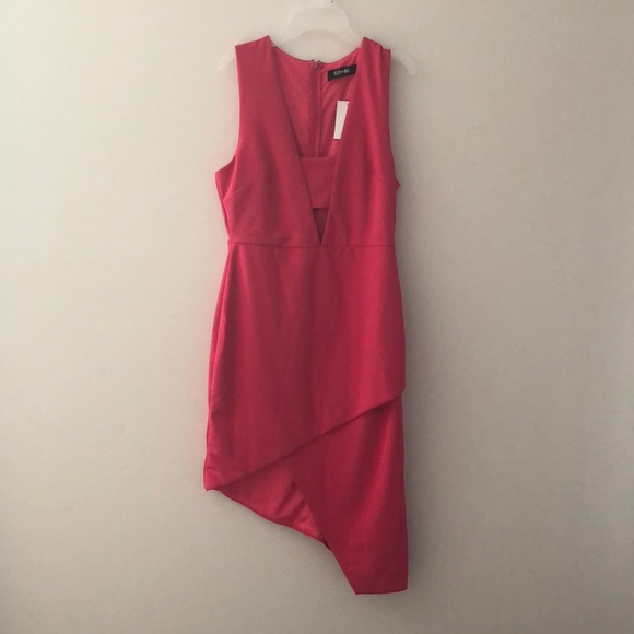Pink Asymmetrical Cut Out Dress- NWT - Picture 2 of 3